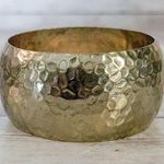 Vintage Bracelet Chunky Wide Hammered Pattern Gold Tone Photo 4