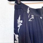 Halogen Black Floral Pattern Wide Leg Pants Size Small Photo 2