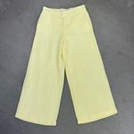 Loft Fluid Linen Blend Striped Wide Leg Crop Pants Yellow White Small Lined Photo 15