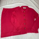 Vintage Castleberry 2 Piece Knit Suit Blazer & Skirt Size 8 Pink Barbie Classic Photo 0