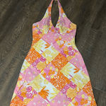 Lilly Pulitzer Halter Dress Floral Patchwork Size 4 Sundress Yellow and Pink Photo 0