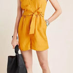 Anthropologie  Maeve Luana Linen‎ Blend Tie-waist Romper Photo 0