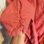Chico's 100% Linen Ruched Coral Pink Open Cardigan Size Large Casual Lightweight Photo 3