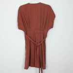 Quince Womens Rust Brown V Neck Short Sleeve Tencel Button Mini Dress Size S Photo 6