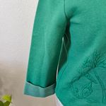 Anthropologie  Moth Kelly Green Pullover Sweater Flower Cropped Knit Sweater Photo 4