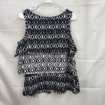 Dress Barn women's black white geometric tiered ruffle lined tank top casual PL Photo 4