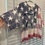 NEW Vintage USA Patriotic Stars T Shirt Single Stitch Red White & Blue USA Made Photo 1