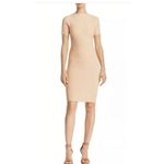 Olivaceous Oliveaceous Dress Womens Medium Beige Ribbed Knit Short Sleeve Bodycon Cutout Photo 1