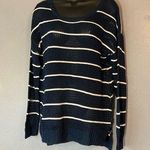Madison Lilly Navy And White Striped Crochet sweater Blue Size M Photo 0