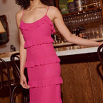 Lucy Paris  Valentina Pink Ruffled Tiered Midi Dress NWT Large‎ Photo 0