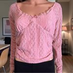 Aeropostale  NWT Pink Long Sleeve Lace Textured Stretch Top Size Large Photo 1