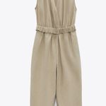 ZARA  Textured Tapered Leg Sleeveless Belted Jumpsuit Photo 1