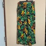 Nicole Miller  100% linen Floral Tropical Wide leg pants size L Photo 1