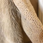Vintage USA Hand Knit Wool Faux Fur Coat Jacket Brown Size XL Brown Photo 3