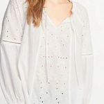 Old Navy  cut work eyelet white tie neck blouse small Photo 0