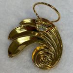 Vintage Jeri Lou Scarf Clip 2 Inch Gold Color Metal Blue Stone Setting Photo 5