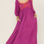 Free People NEW  Wedgewood Magenta Embroidered Maxi Dress XS Photo 0