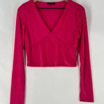 21 Saints Slinky Stretch Elegant Pink Womens Long Sleeve V Photo 0