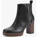 White Mountain Ankle Boots Size 9.5 Black Square Toe Block Heel Side Zip NEW Photo 0