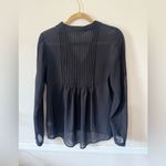 belle du jour  | Sheer Black Long Sleeve Blouse with Buttons | Size Medium Photo 4