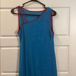 Vintage Dutchess Terry Cloth Maxi Dress Medium Asymmetrical Pool Coverup Blue Photo 1