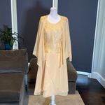 Women’s Tea Length Chiffon & Lace Dress with Matching Chiffon Jacket Size 12 Yellow Photo 1
