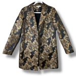 Chico's  Collection Black Gold Floral Metallic Jacquard Topper Coat Long Jacket Photo 2