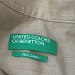 United Colors Of Benetton  Pure Linen Khaki Tan Button Up Shirt Photo 2