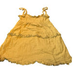Urban Outfitters   Mustard Gold Tiered Babydoll Top‎ Tie Back Shirred Ruffle Sz 8 Photo 0