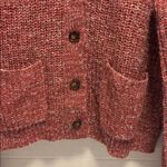 LOVE ELLIE RED TWEED LIKE SWEATER 100% ACRYLIC 2 POCKETS 4 BUTTON CARDIGAN LARGE Photo 3