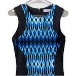Calvin Klein  Blue Black Geo Scuba Knit Sleeveless Stretch‎ Sheath Dress Size 4 Photo 2