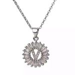 Silver Initial Crystal Pendant Necklace A Photo 0