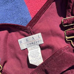 Vintage Real Comfort full length burgundy velour overalls Women’s size 14 Red Photo 2