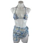 NEW Jimmi Blue Santorini Graphic Print Halter Cover Up Two Piece Bikini Set Sz M Size M Photo 2
