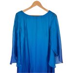 Tahari Blue Teal Ombre Chiffon Cape Overlay Shift Dress size 8 Photo 2