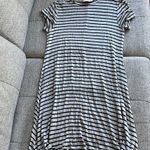 Enough about me gray & black striped T shirt dress Photo 1