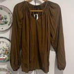 Joan Vass  Split Neck Blouse in Moss Photo 0