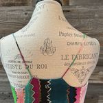 Marie Oliver Pink and Green Asymmetrical Peplum Spaghetti Strap Top Size XS Photo 4