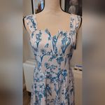 Beautiful White/Blue Floral Maxi Dress Blue Size L Photo 1