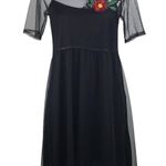 potter's pot  Size Small Black Mesh Floral Embroidered Dress Photo 1