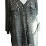 Catherines  Women's Army Green Lace V Neck Blouse Size 1X 18/20W Photo 0