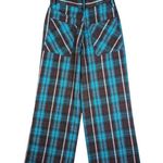 Urban Outfitters Wide Leg Plaid Trousers Teal and Gray Size 0 Photo 1