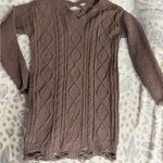 Derek Heart Brown V-Neck Cable Knit Sweater Photo 0