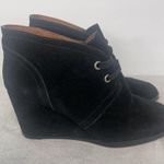 Lucky Brand Seleste Women Round Toe Ankle Lace Up Black Suede wedge booties Sz 6 Photo 1