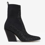 Jimmy Choo Mele Glitter 85 Chelsea Stretch Knit Block Heel Ankle Boots Black 36 Photo 0