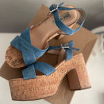 Steve Madden  Brava Blue Suede Platform Heels Photo 0