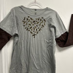 Green 3 Double Up Organic cotton Dog Lover Long Sleeve Tee Gray Size XXL Photo 0