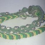Aeropostale Lot of 2 Green & Silver Tone Beaded Boho Bracelets Photo 2