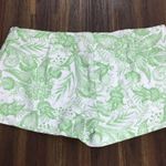 ZARA Basic Floral White/Green Flat Front Shorts Photo 2