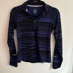 Nike Dri Fit Running Half Zip Long Sleeve Top Shirt Black Purple Stripe Size S Photo 3